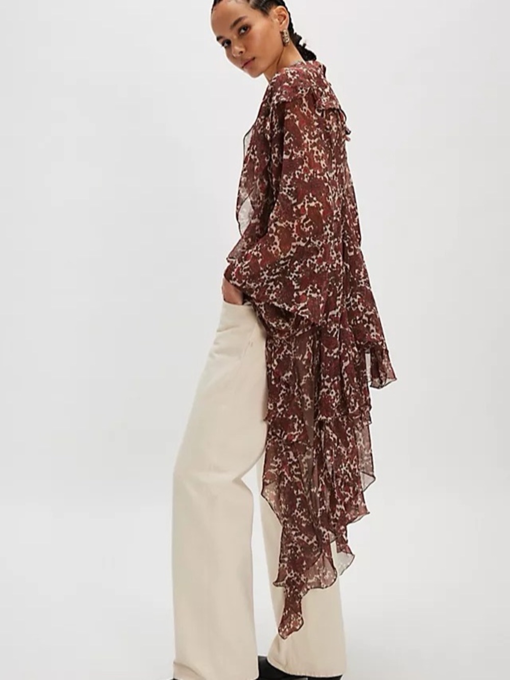 Free People High Low Printed Duster best for s/m